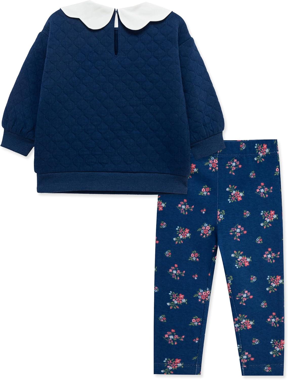 imageLittle Me Clothes for Baby Girls and Boys 2Pc Tracksuit Set Sweatshirt and Coordinating Legging 12 Months 4 ToddlerMedieval BlueMulticolor