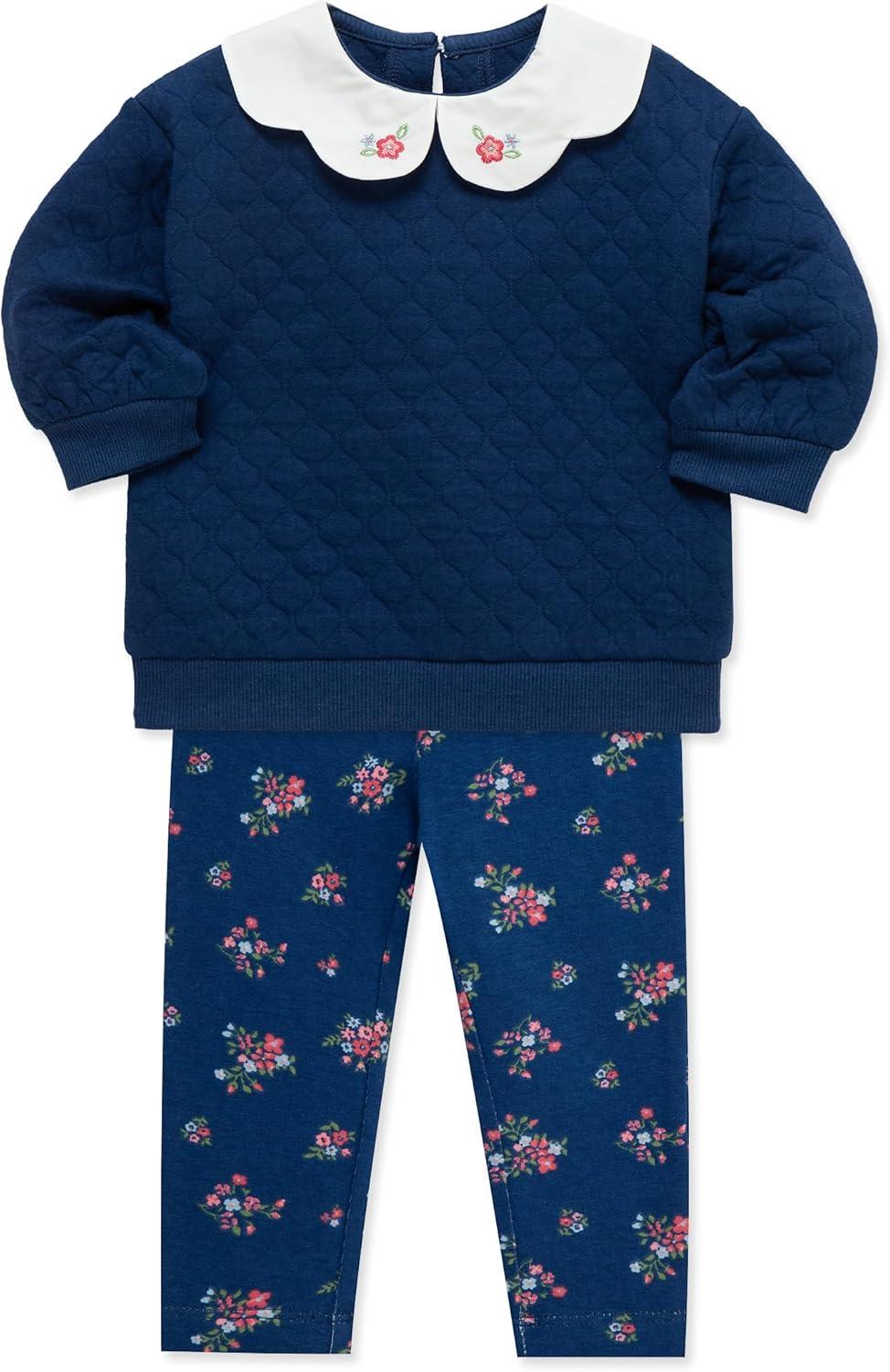 imageLittle Me Clothes for Baby Girls and Boys 2Pc Tracksuit Set Sweatshirt and Coordinating Legging 12 Months 4 ToddlerMedieval BlueMulticolor