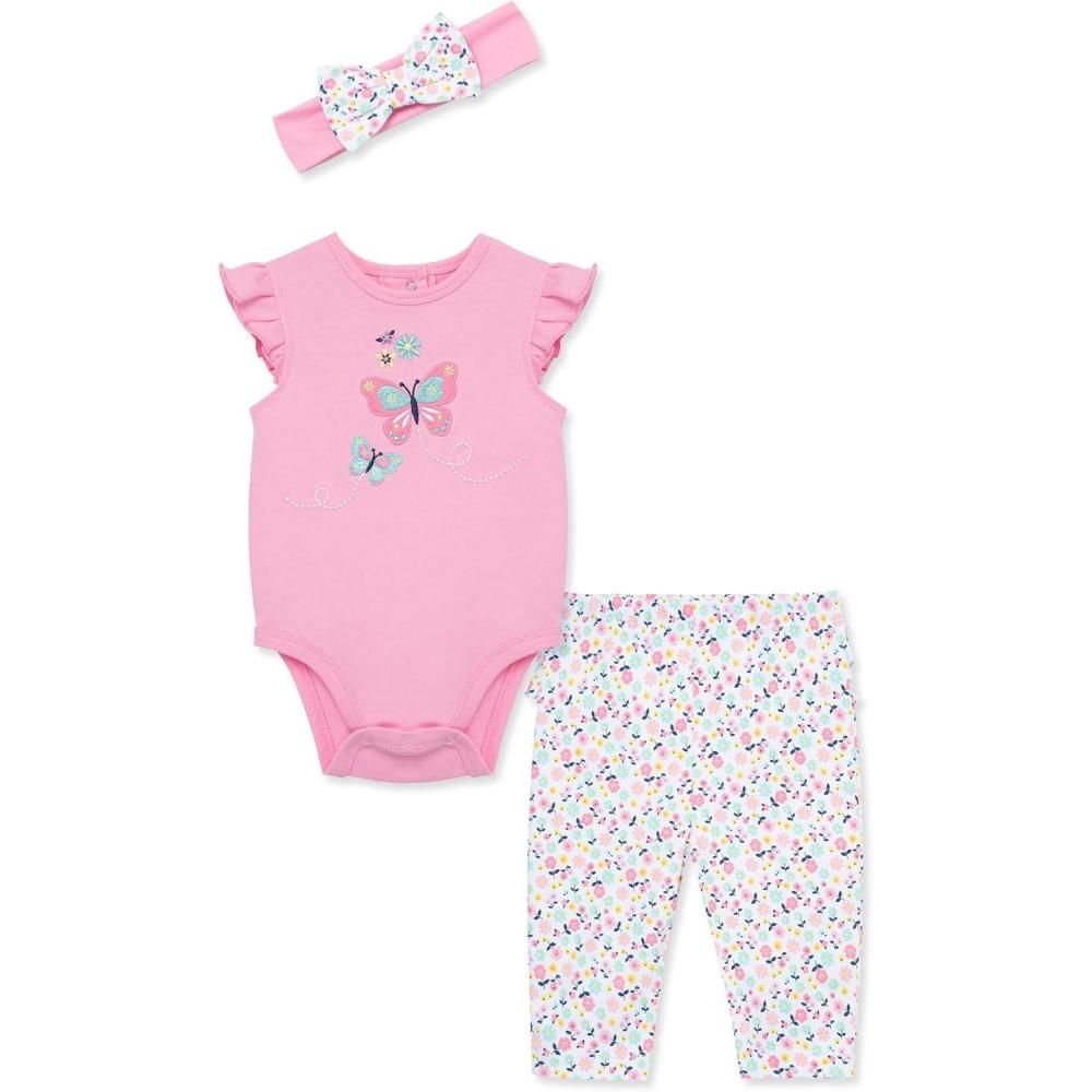 imageLittle Me Baby Girls Bodysuit and Pant Set 312 MonthsPink