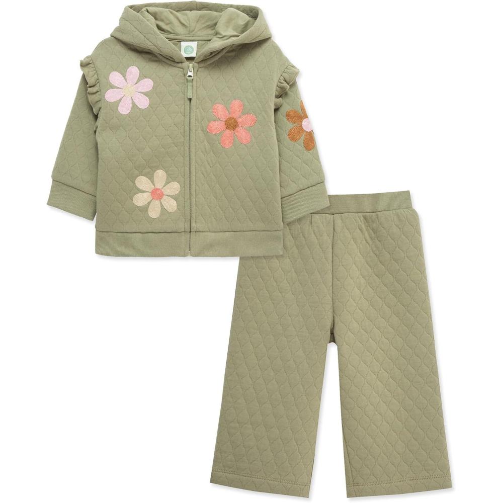 imageLittle Me Clothes for Baby Girls 2Pc Hoodie and Matching Pant Set 12 Months to 4 ToddlerTea Flower