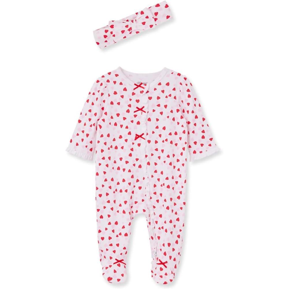 imageLittle Me Clothes for Baby Girls Valentine Footie and Headband 09 Months