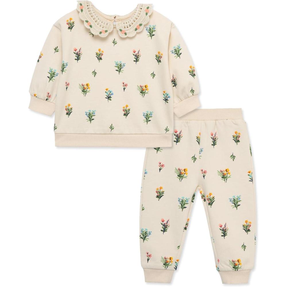 imageLittle Me Clothes for Baby Girls and Boys 2Pc Tracksuit Set Sweatshirt and Coordinating Legging 12 Months 4 ToddlerGarden Floral