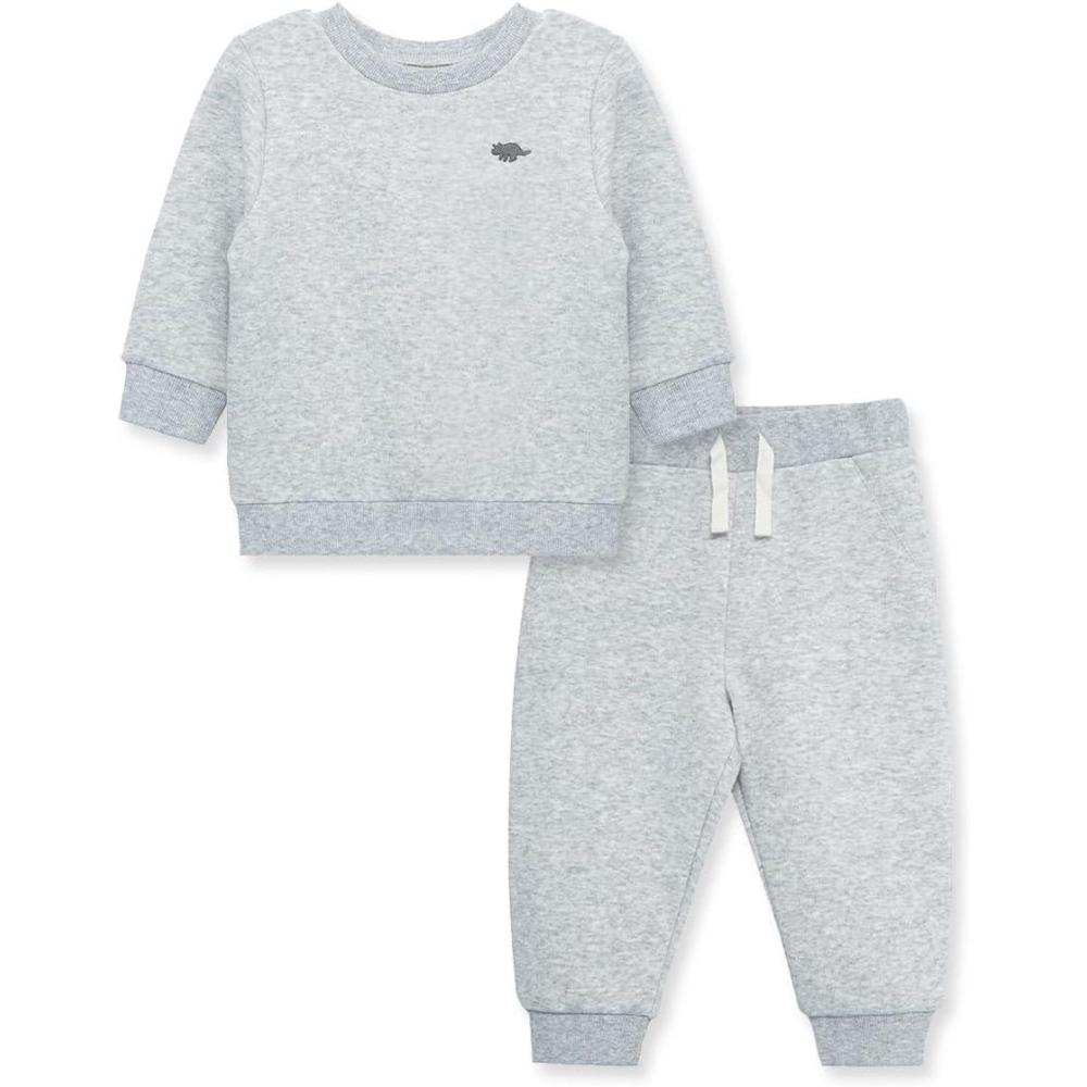 imageLittle Me Clothes for Baby Girls and Boys 2Pc Tracksuit Set Sweatshirt and Coordinating Legging 12 Months 4 ToddlerGrey