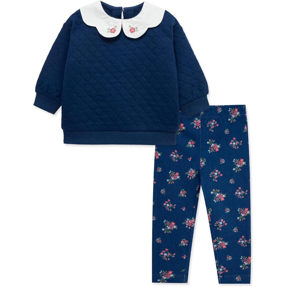 imageLittle Me Clothes for Baby Girls and Boys 2Pc Tracksuit Set Sweatshirt and Coordinating Legging 12 Months 4 ToddlerMedieval BlueMulticolor