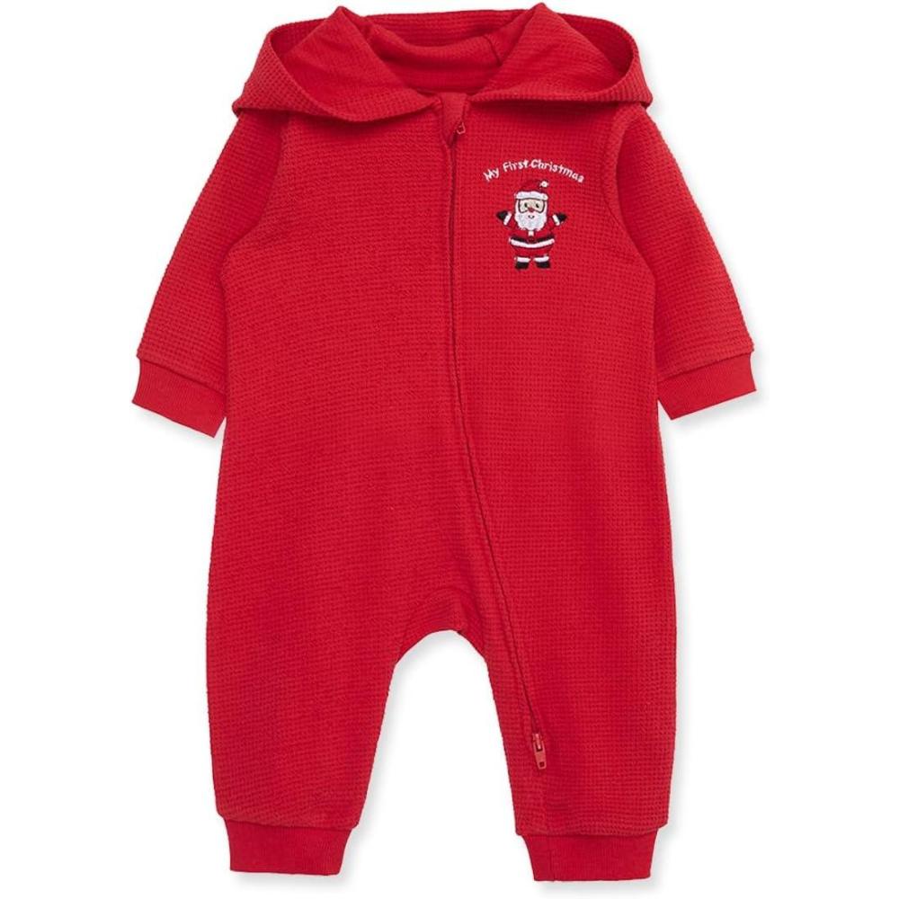 imageLittle Me Clothes for Baby My First Christmas Holiday 2Way Zipper Coveralls 3 to 12 Months