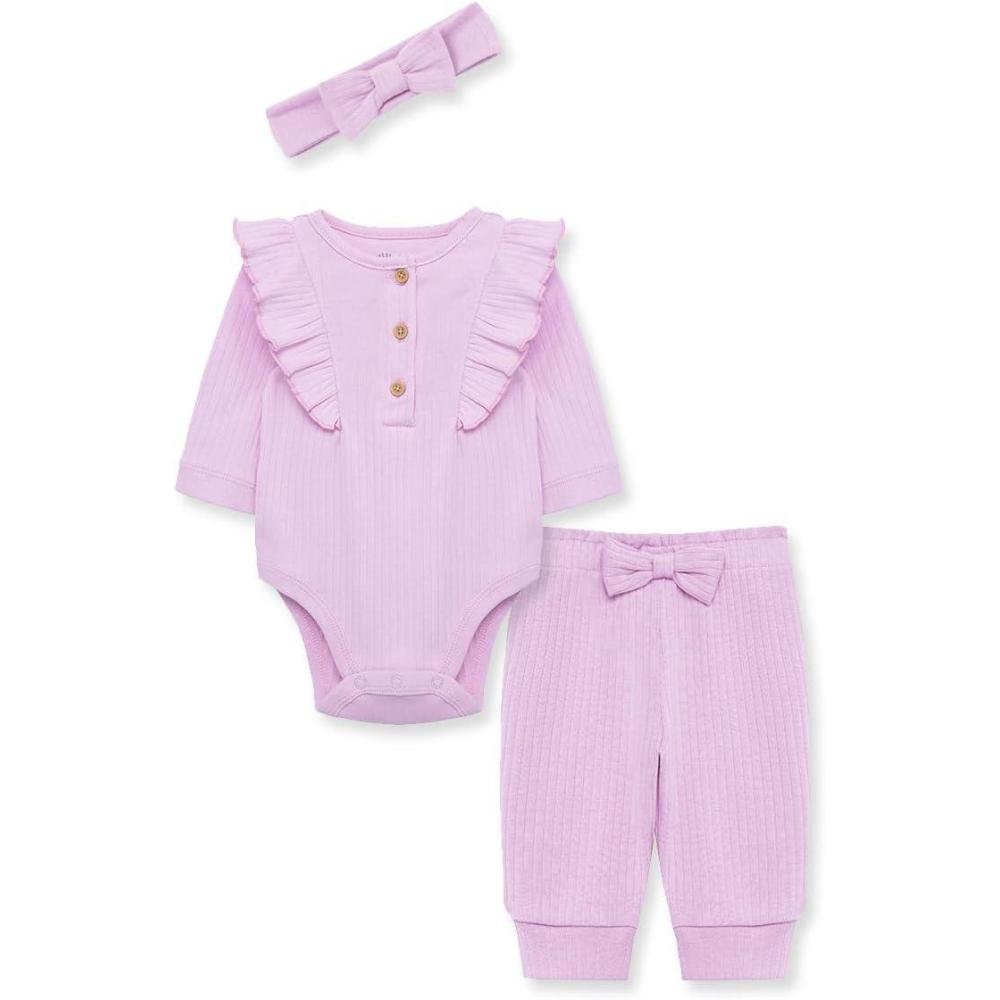 imageLittle Me Simply Baby Clothes for Baby Girls 100 Organic Cotton Pant Sets Joggers 012 Months