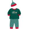 Little Me Clothes for Baby Boys’ and Girls’ 3-Piece Christmas Holiday Pajama Jogger Sets, 3 Months to 12 Months(Evergreen Jingle)