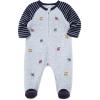 Little Me Clothes for Baby Boys’ and Girls’ Velour Footie Sleeper Rompers(Soft Heather Gray Trains)