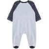 Little Me Clothes for Baby Boys’ and Girls’ Velour Footie Sleeper Rompers(Soft Heather Gray Trains)