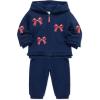 Little Me Clothes for Baby Girls’ 2Pc Hoodie and Matching Pant Set, 12 Months to 4 Toddler(Medieval Blue Bows)