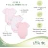 Little Me Clothes for Baby Girls’ 3-Pack 100% Cotton Bodysuits with Full Snap Closures, Baby Essentials, Newborn to 9 Months(Pink/Multi Scroll)