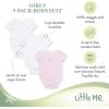 Little Me Clothes for Baby Girls’ 3-Pack 100% Cotton Bodysuits with Full Snap Closures, Baby Essentials, Newborn to 9 Months(White/Multi Bunnies)