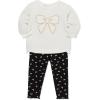 Little Me Clothes for Baby Girl’s and Boy’s 2Pc Tracksuit Set, Sweatshirt and Coordinating Legging, 12 Months – 4 Toddler(Marshmallow/Jet Black)