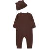 Little Me Simply Essential Solids 100% Organic Clothes for Baby Coverall and Hat Set, 3 Months – 12 Months(Chestnut)