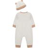 Little Me Simply Essential Solids 100% Organic Clothes for Baby Coverall and Hat Set, 3 Months – 12 Months(Oatmeal Heather/Praline)