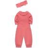 Little Me Simply Essential Solids Clothes for Baby Girls’ Bodysuit, Pant, and Headband Set, 3 Months to 12 Months(Desert Rose)