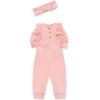 Little Me Simply Essential Solids Clothes for Baby Girls’ Bodysuit, Pant, and Headband Set, 3 Months to 12 Months(Quartz Pink)