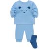Little Me Simply Essential Solids Gender Neutral 100% Organic Clothes Jogger Set, 3 Months – 12 Months(Placid Blue)
