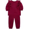 Little Me Simply Essential Solids Organic Cotton Blend for Baby Girls’ Fleece Sweatshirt and Pant Set, 12 Months to 4 Toddler(Anemone)