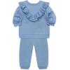 Little Me Simply Essential Solids Organic Cotton Blend for Baby Girls’ Fleece Sweatshirt and Pant Set, 12 Months to 4 Toddler(Forever Blue)