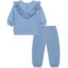 Little Me Simply Essential Solids Organic Cotton Blend for Baby Girls’ Fleece Sweatshirt and Pant Set, 12 Months to 4 Toddler(Forever Blue)