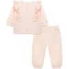 Little Me Simply Essential Solids Organic Cotton Blend for Baby Girls’ Fleece Sweatshirt and Pant Set, 12 Months to 4 Toddler(Pearl Blush)