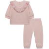 Little Me Simply Essential Solids Organic Cotton Blend for Baby Girls’ Fleece Sweatshirt and Pant Set, 12 Months to 4 Toddler(Seashell Pink)