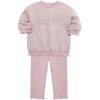 Little Me Simply Essential Solids Organic Cotton Blend for Baby Girls’ Fleece Sweatshirt and Pant Set, 12 Months to 4 Toddler(Violet Ice)