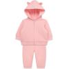 Little Me Simply Essential Solids for Baby Gender Neutral Organic Cotton Quilt Hoodie and Pant Set, 3 Months to 12 Months(Quartz Pink)