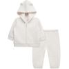 Little Me Simply Essential Solids for Baby Gender Neutral Organic Cotton Quilt Hoodie and Pant Set, 3 Months to 12 Months(Quilt Oatmeal Heather)