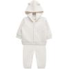 Little Me Simply Essential Solids for Baby Gender Neutral Organic Cotton Quilt Hoodie and Pant Set, 3 Months to 12 Months(Quilt Oatmeal Heather)