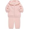 Little Me Simply Essential Solids for Baby Gender Neutral Organic Cotton Quilt Hoodie and Pant Set, 3 Months to 12 Months(Silver Pink)