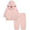 Little Me Simply Essential Solids for Baby Gender Neutral Organic Cotton Quilt Hoodie and Pant Set, 3 Months to 12 Months(Silver Pink)