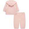 Little Me Simply Essential Solids for Baby Gender Neutral Organic Cotton Quilt Hoodie and Pant Set, 3 Months to 12 Months(Silver Pink)