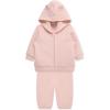 Little Me Simply Essential Solids for Baby Gender Neutral Organic Cotton Quilt Hoodie and Pant Set, 3 Months to 12 Months(Silver Pink)