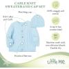 Little Me unisex-baby Cable Knit Sweater and Cap Set(Light Blue)