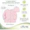 Little Me unisex-baby Cable Knit Sweater and Cap Set(Light Pink)