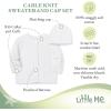 Little Me unisex-baby Cable Knit Sweater and Cap Set(White)