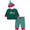 imageLittle Me Clothes for Baby Boys and Girls 3Piece Christmas Holiday Pajama Jogger Sets 3 Months to 12 MonthsEvergreen Jingle
