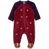 Little Me Clothes for Baby Boys’ and Girls’ Velour Footie Sleeper Rompers(Cabernet/Peacoat)