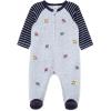 Little Me Clothes for Baby Boys’ and Girls’ Velour Footie Sleeper Rompers(Soft Heather Gray Trains)