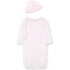 Little Me Clothes for Baby Girls’ 2-Piece Nightgown and Cap Set 100% Cotton with Elastic Bottom, Baby Essentials, 0-3 Months