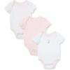 Little Me Clothes for Baby Girls’ 3-Pack 100% Cotton Bodysuits with Full Snap Closures, Baby Essentials, Newborn to 9 Months(White/Pink Ballet)