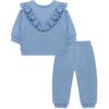 Little Me Simply Essential Solids Organic Cotton Blend for Baby Girls’ Fleece Sweatshirt and Pant Set, 12 Months to 4 Toddler(Forever Blue)