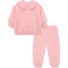 Little Me Simply Essential Solids Organic Cotton Blend for Baby Girls’ Fleece Sweatshirt and Pant Set, 12 Months to 4 Toddler(Quartz Pink)