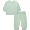 Little Me Simply Essential Solids Organic Cotton Blend for Baby Girls’ Fleece Sweatshirt and Pant Set, 12 Months to 4 Toddler(Silt Green)