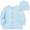 Little Me unisex-baby Cable Knit Sweater and Cap Set(Light Blue)