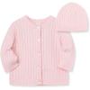 Little Me unisex-baby Cable Knit Sweater and Cap Set(Light Pink)