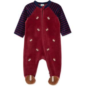 Little Me Clothes for Baby Boys’ and Girls’ Velour Footie Sleeper Rompers(Cabernet/Peacoat)