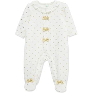 Little Me Clothes for Baby Boys’ and Girls’ Velour Footie Sleeper Rompers(Marshmallow/Gold)